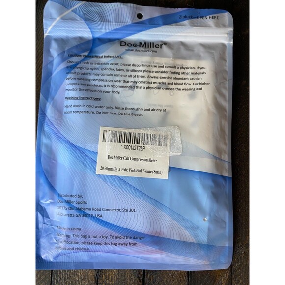 Doc Miller 1 pr Sz S Women Pink White Calf Compression Sleeve 20-30 mmHg - Picture 5 of 5